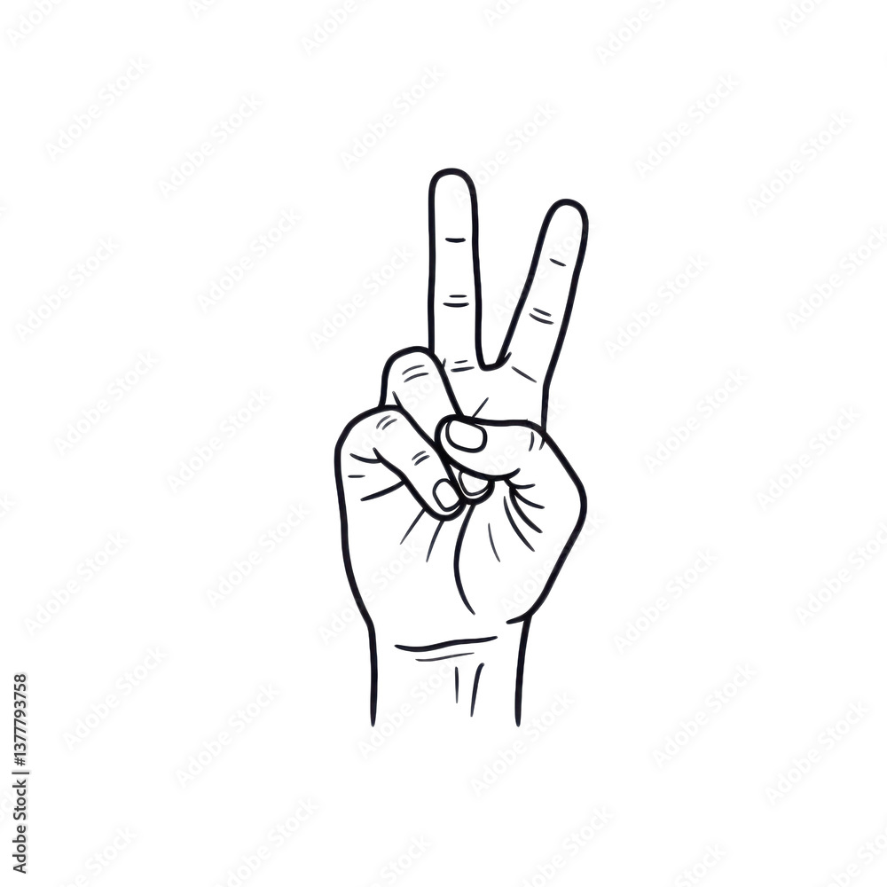A stylized hand making a peace sign gesture with a black background and glitching pixelated effect A stylized hand making a peace sign gesture with a black background and glitching pixelated effect
