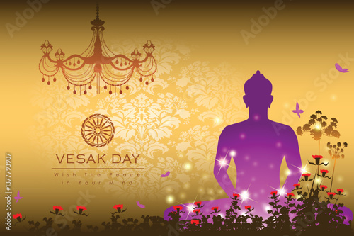 Abstract of Vesak Day. The Birthday, Enlightenment and Death of Lord Buddha that's one sign of Buddism. Buddhists called The Meditation Day or Jayanti Day. Background and banner concept.
