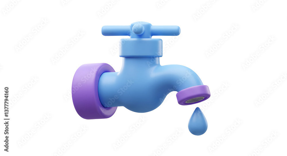 water tap with dripping running water icon 3d rendering vector illustration water tap with dripping running water icon 3d rendering vector illustration