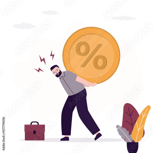 High cost of lending. High increasing rate or interest price, economic recession. Debt burden risk from high interest rate, businessman carry heavy percentage interest rate burden