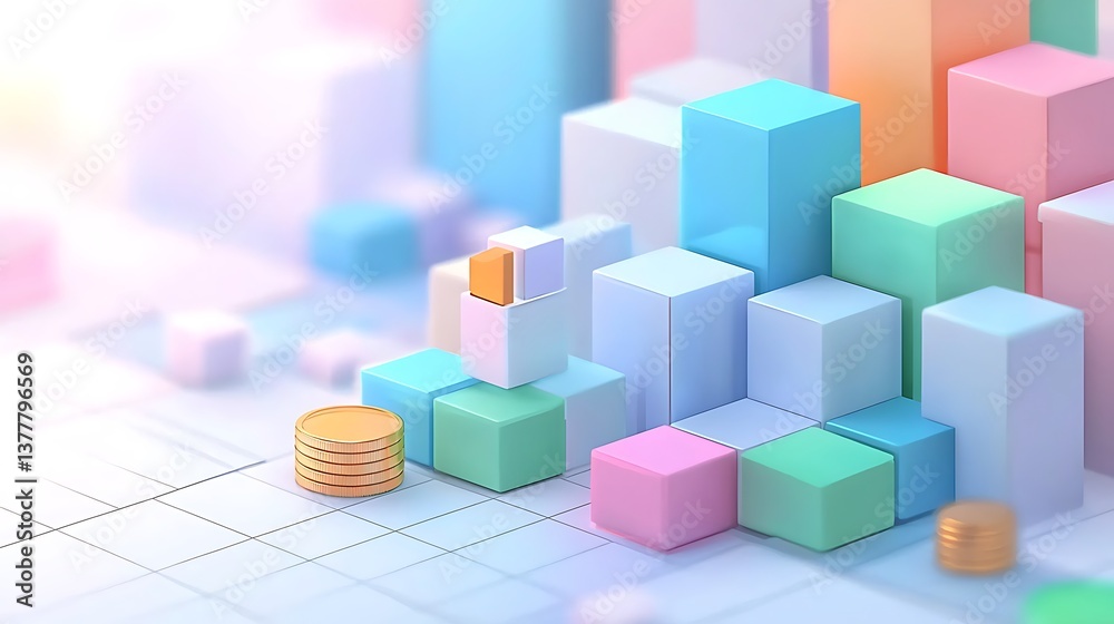 Colorful 3D bar graph with finance growth. Colorful 3D bar graph with finance growth.