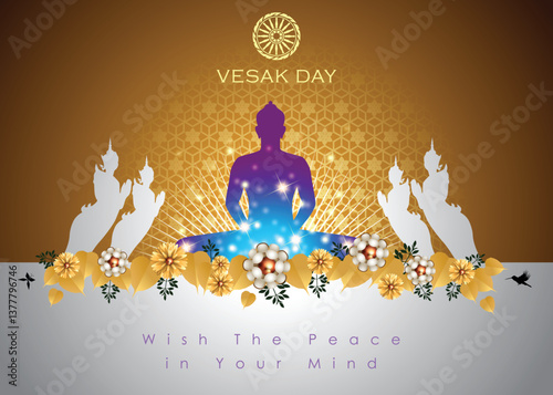 Abstract of Vesak Day. The Birthday, Enlightenment and Death of Lord Buddha that's one sign of Buddism. Buddhists called The Meditation Day or Jayanti Day. Background and banner concept.