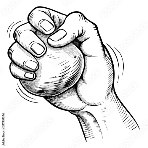 Hand squeezing stress ball in motion  