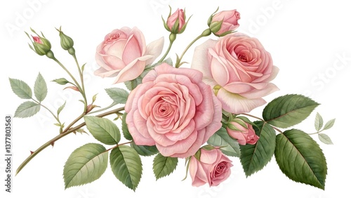 Beautiful Pink Roses With Lush Green Leaves Arranged Artistically for Decorative Purposes