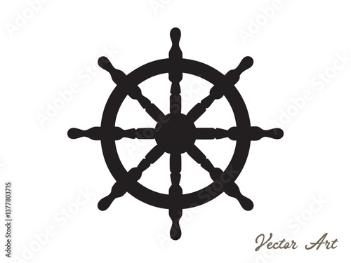 Ship steering wheel set. Boat steering wheels icon black silhouette, outline vector illustration