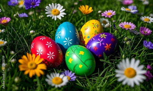 easter eggs in grass