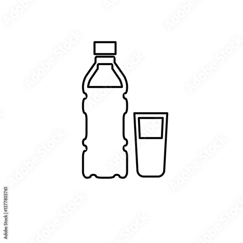Black Line Fitness Vector Icons Minimalist Athletic Vector Icons for Fitness & Gym Equipment plastic water bottle and cup 