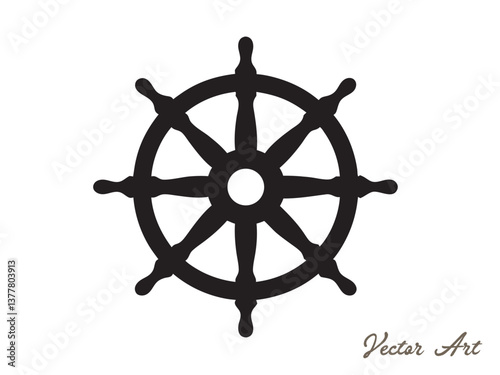 Ship steering wheel set. Boat steering wheels icon black silhouette, outline vector illustration