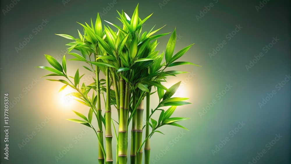 Obraz premium Surreal Bamboo Plant Photography: Isolated Magical Green Bamboo Shoots Background