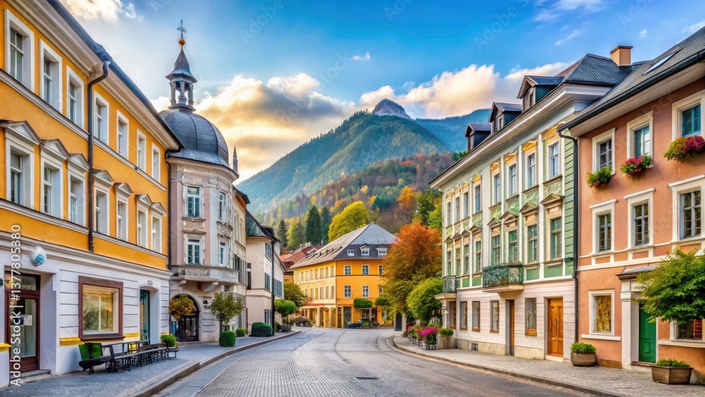 Fototapeta premium Minimalist Bad Ischl Architecture: Ausseerland Street Scenes, Austria 2021