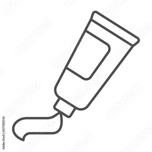 Tube of toothpaste thin line icon, pharmacy concept. Vector graphics. Toothpaste, dentistry sign on white background, outline style icon for mobile or web design.