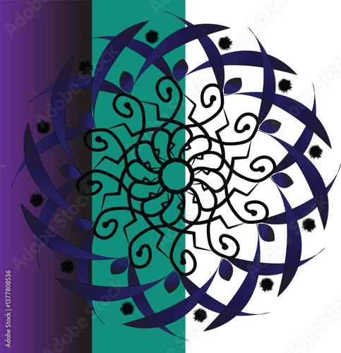 dark blue and black colors mandala art for unique design 