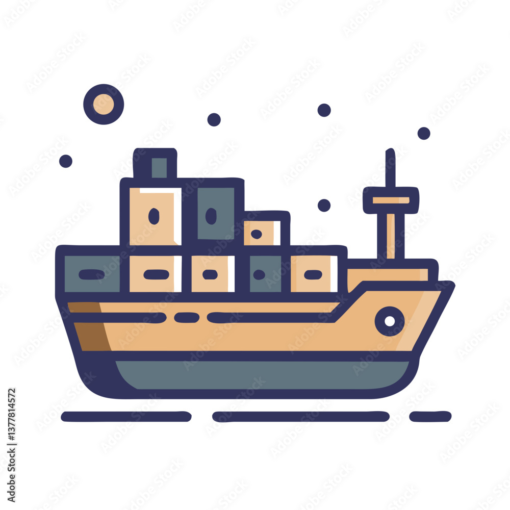 Obraz premium Cargo ship with containers cartoon icon