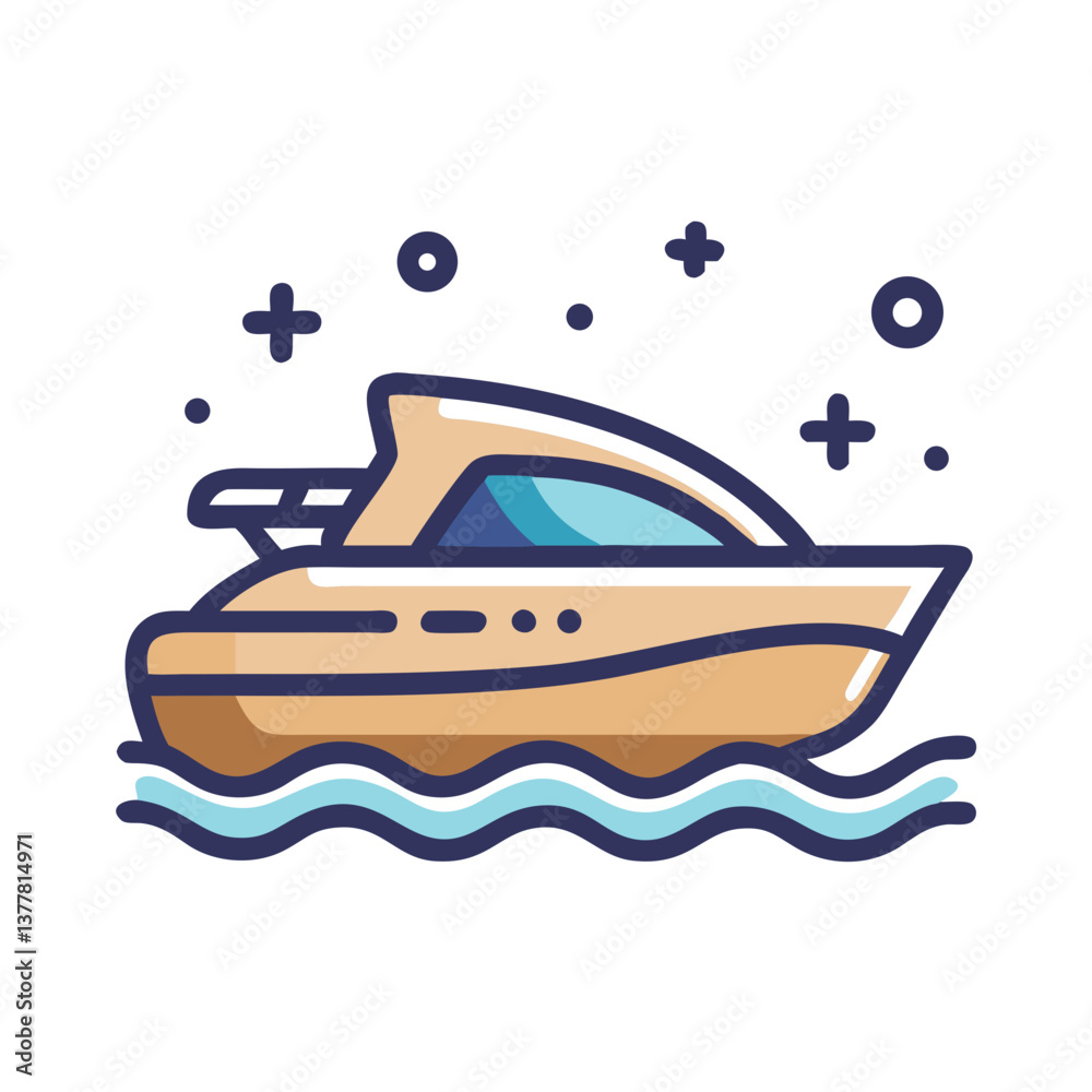 Fototapeta premium Speedboat flat cartoon icon