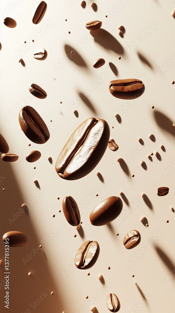 Fototapeta premium A simple scene of coffee beans scattered on a plain