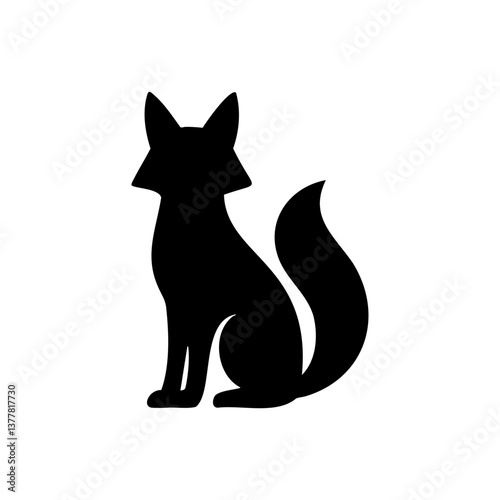 Sitting fox silhouette with bushy tail