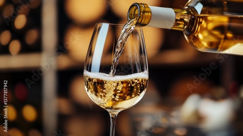 Wallpaper Mural Pouring White Wine Into Glass in Cellar for Celebration Moment Torontodigital.ca