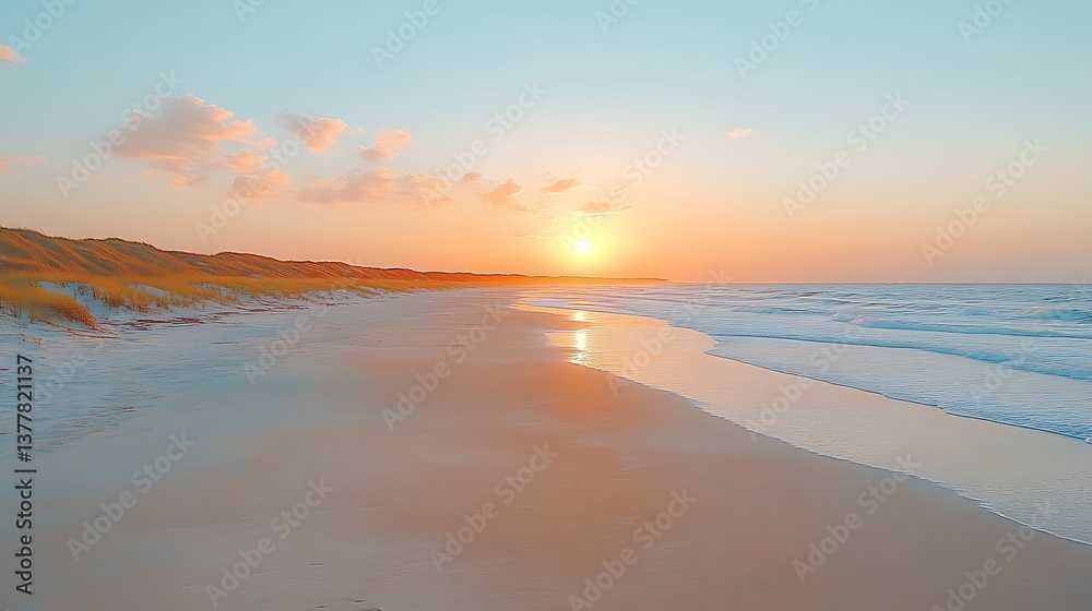 Serene Sunset Beachscape Golden Hour Sandscape Serene Sunset Beachscape Golden Hour Sandscape