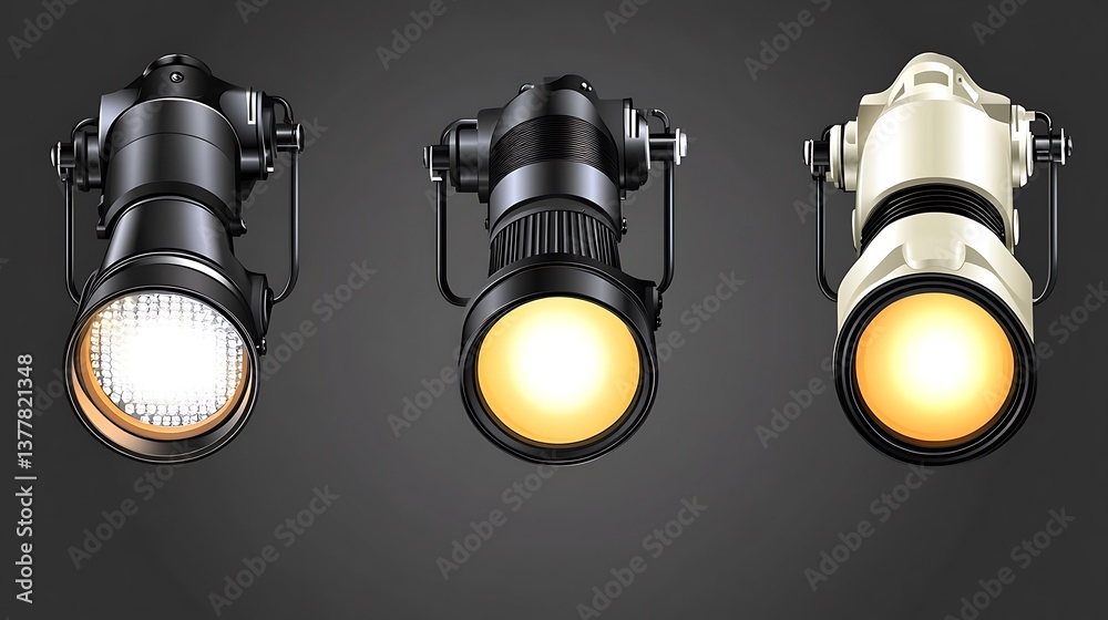 Stage Lights Black with Warm, and Cool.