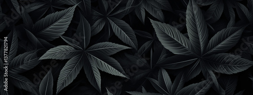 Monochrome Botanical Pattern with Dark Leaves