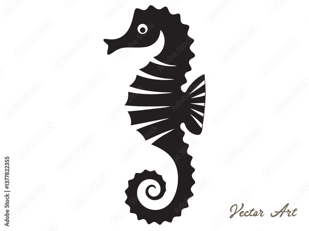 Obraz premium Seahorse vector silhouette an white background 