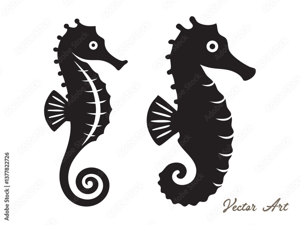 Obraz premium Seahorse vector silhouette an white background 