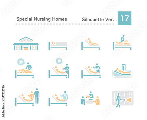 Nursing home related icon set