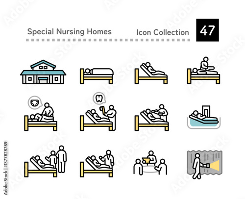 Nursing home related icon set