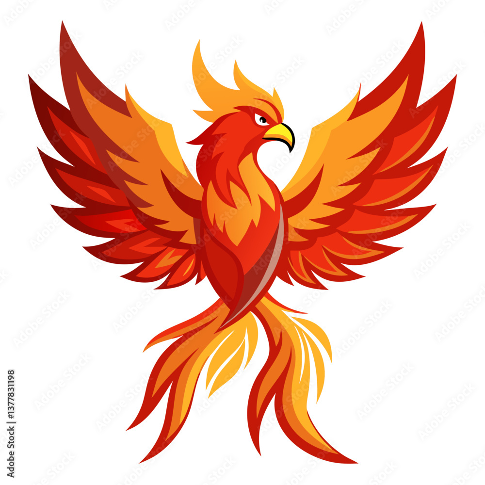 Fototapeta premium phoenix with its wings spread wide no background vector flie.