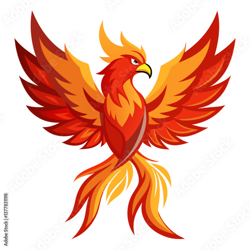 phoenix with its wings spread wide no background vector flie.