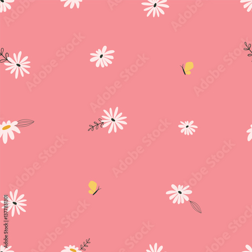 abstract scandi floral kids vector pattern