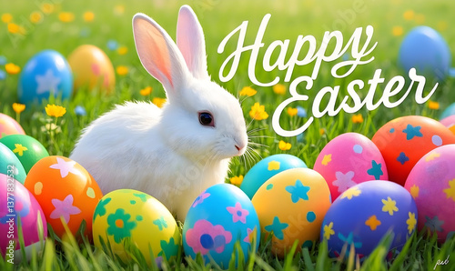 easter bunny and easter eggs