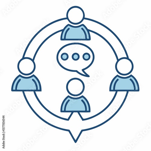 Communication Network Illustration: A stylized graphic depicting interconnected individuals within a communicative network, symbolizing collaboration and dialogue.