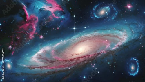 A Breathtaking View of Outer Space Showcasing Distant Galaxies, Stars, and Nebulae Glowing in Vibrant Colors, Capturing the Infinite Beauty and Mysteries of the Universe​	
