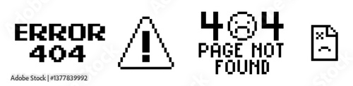 pixel error message icon set vector illustration
