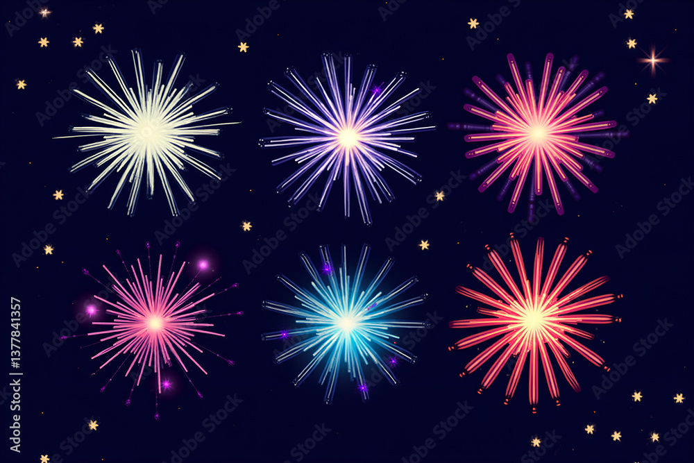 Fototapeta premium Colorful fireworks bursting in the night sky 