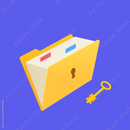 Folder lock icon. Data security and privacy concept. Safe confidential information. Concept for web page. Folder with files protected by password. Concept of Business Security, Data Protection 