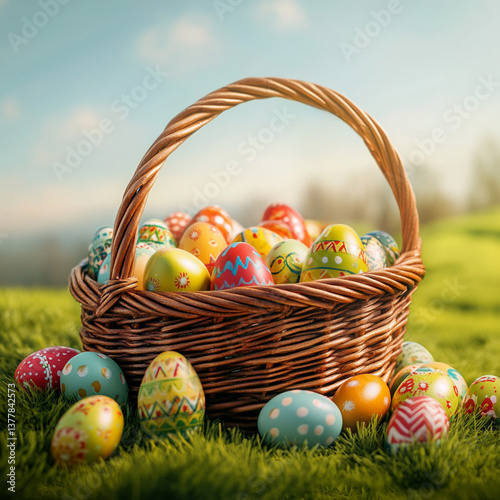 easter eggs in basket