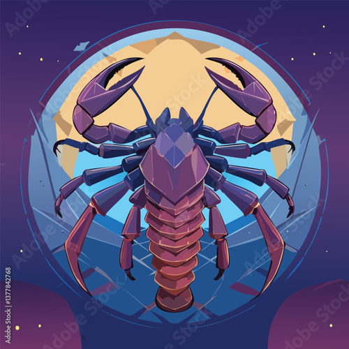 Scorpion in a Breathtaking Natural Landscape, vector illustration