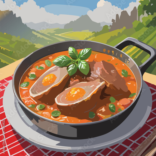 Osso Buco with Rich Flavors and a Tempting Aroma, vector illustration