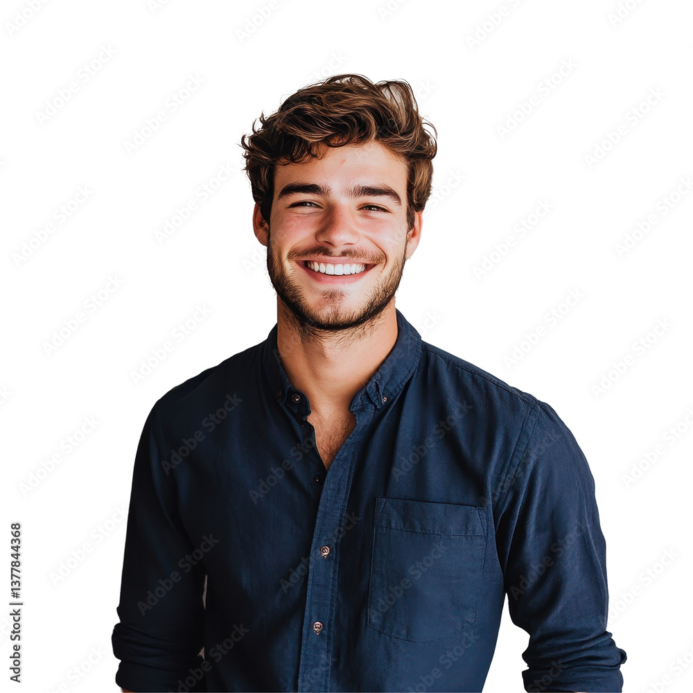 Handsome young man smiling confidently in a casual shirt against a neutral background, Handsome young man smiling full length in shirt Handsome young man smiling confidently in a casual shirt against a neutral background, Handsome young man smiling full length in shirt