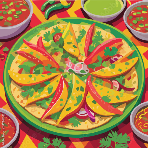 Fajitas with Rich Flavors and a Tempting Aroma, vector illustration