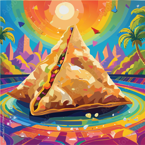 Samosa with Rich Flavors and a Tempting Aroma, vector illustration