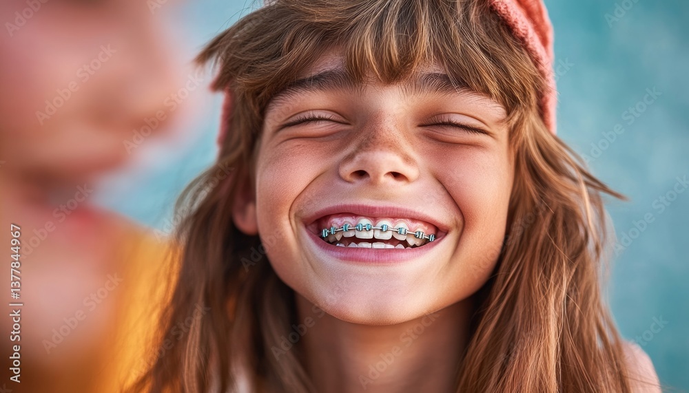 Smiling Young Woman with Happy Expression and Joyful Eyes