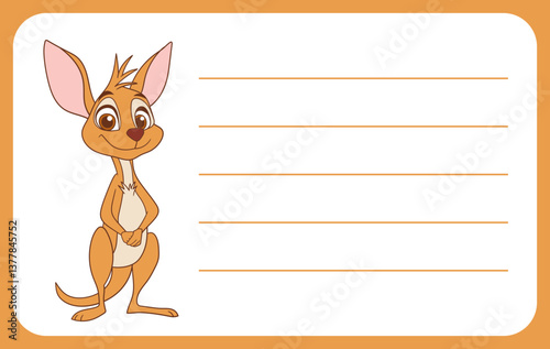 Cute cartoon kangaroo with lines for writing, perfect for notes or invitations, on a white background.