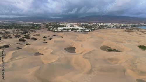 Drone View of Touristic Resort, Maspalomas Desert Dunes, Gran Canaria