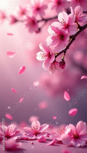 Wallpaper Mural Dense shower of pink sakura petals against a soft focus background, pastel, copious Torontodigital.ca