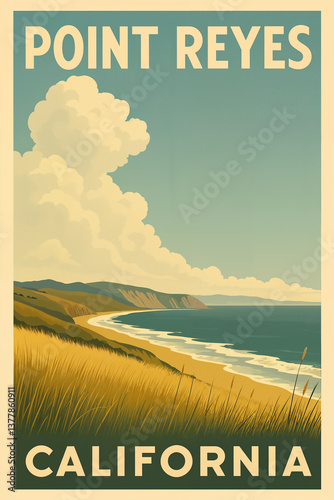 Point Reyes California Poster: Coastal Landscape Scene