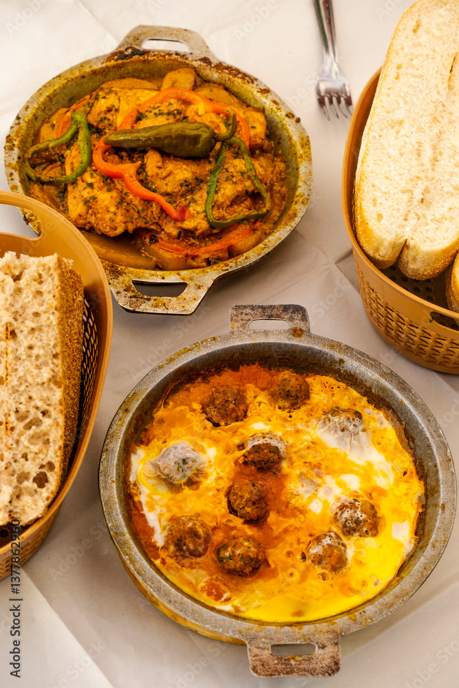 close look of typical delicious morrocan food Tajine, Morocco