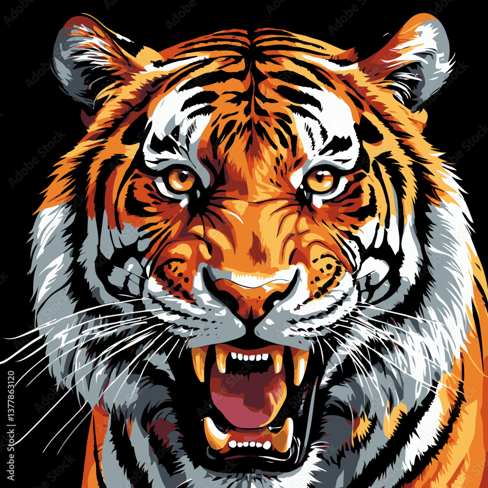 Fototapeta premium tiger head vector art for graphic design purposes